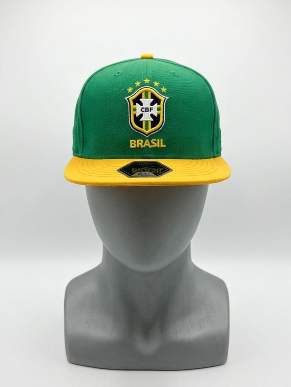 Brasil CBF Football Soccer Yellow Green Team Fitted Hat Cap 2-Tone 8.5in-67.3cm